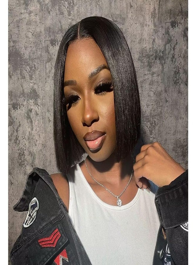 ten chopsticks 2X6 Deep Parting SKINLIKE Real HD Human Hair Short Bob Wigs Pre Plukced 0.10mm Ultra-thin Invisible Swiss HD Lace Closure Single Knot Undetectable Melted Lace Closure Wigs 180% Density 10Inch - Image 3